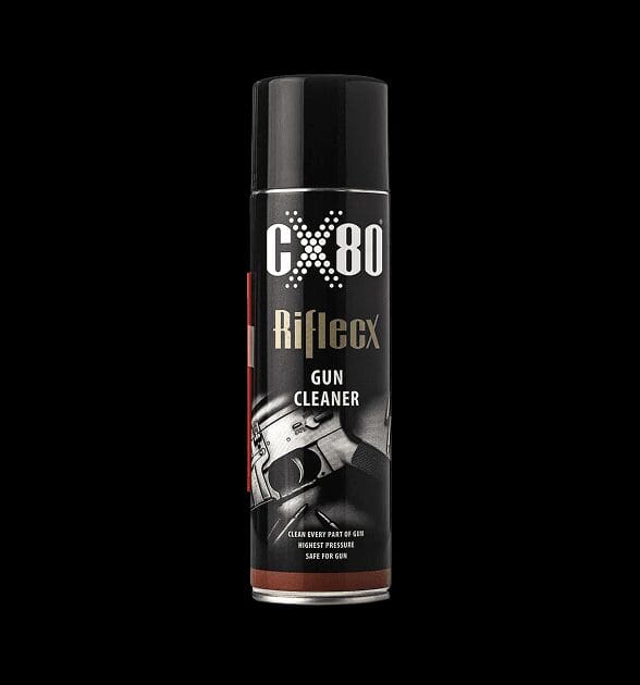 RifleCX gun cleaner product packaging