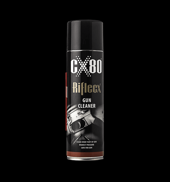 RifleCX gun cleaner product packaging