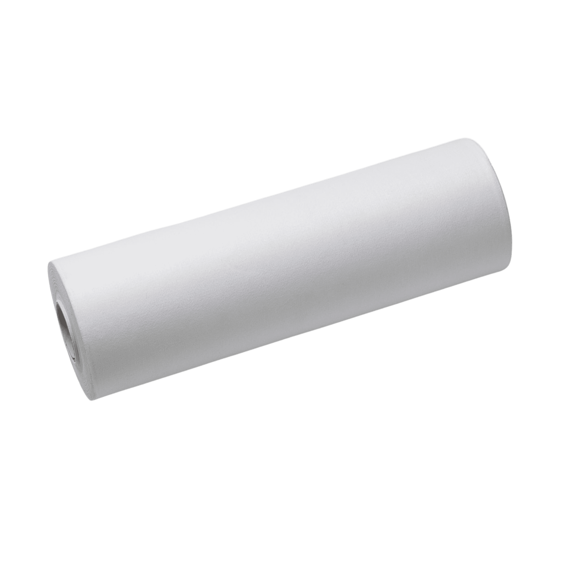 A white cylindrical object with smooth surface on a plain background.