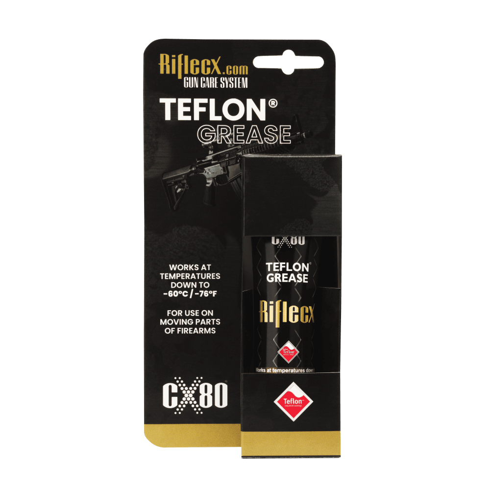Riflex Teflon grease for firearm moving parts.