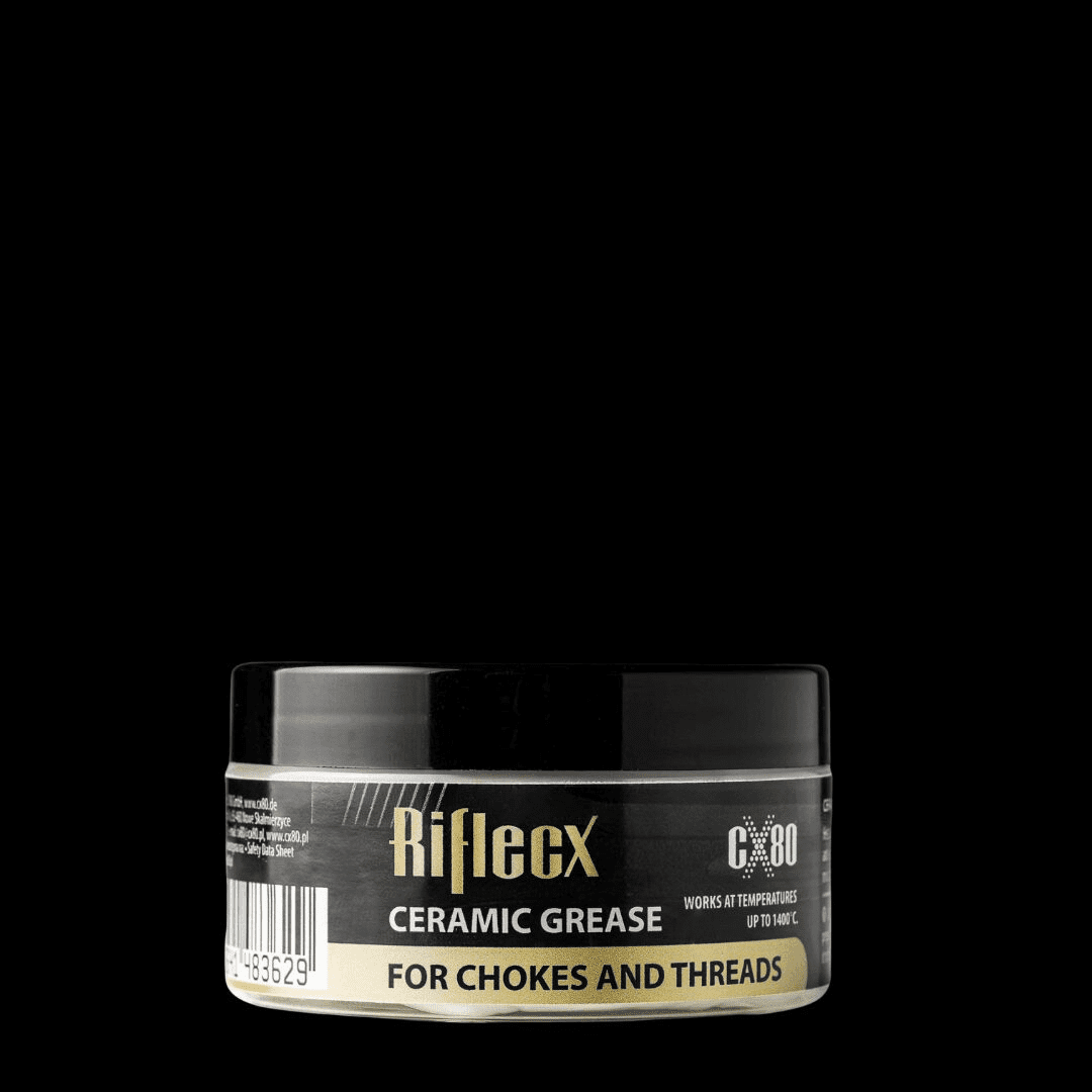 A jar of Riflex Grease for chokes and throats used in firearms.