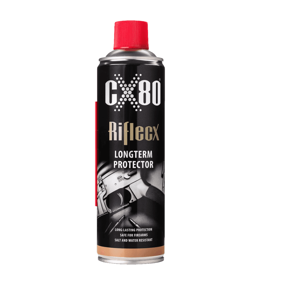 A can of CX-80 Reflex Lighttech Protector spray with a red cap.