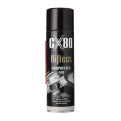 A black spray can of CX-80 Hi-Tek compressed lubricant.