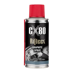 A can of CX80 Riflex graphite spray with a red cap and nozzle.