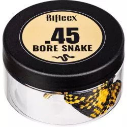 A container of Riflex .45 Bore Snake cleaning tool.