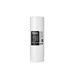 White cylindrical water filter cartridge with a black label.