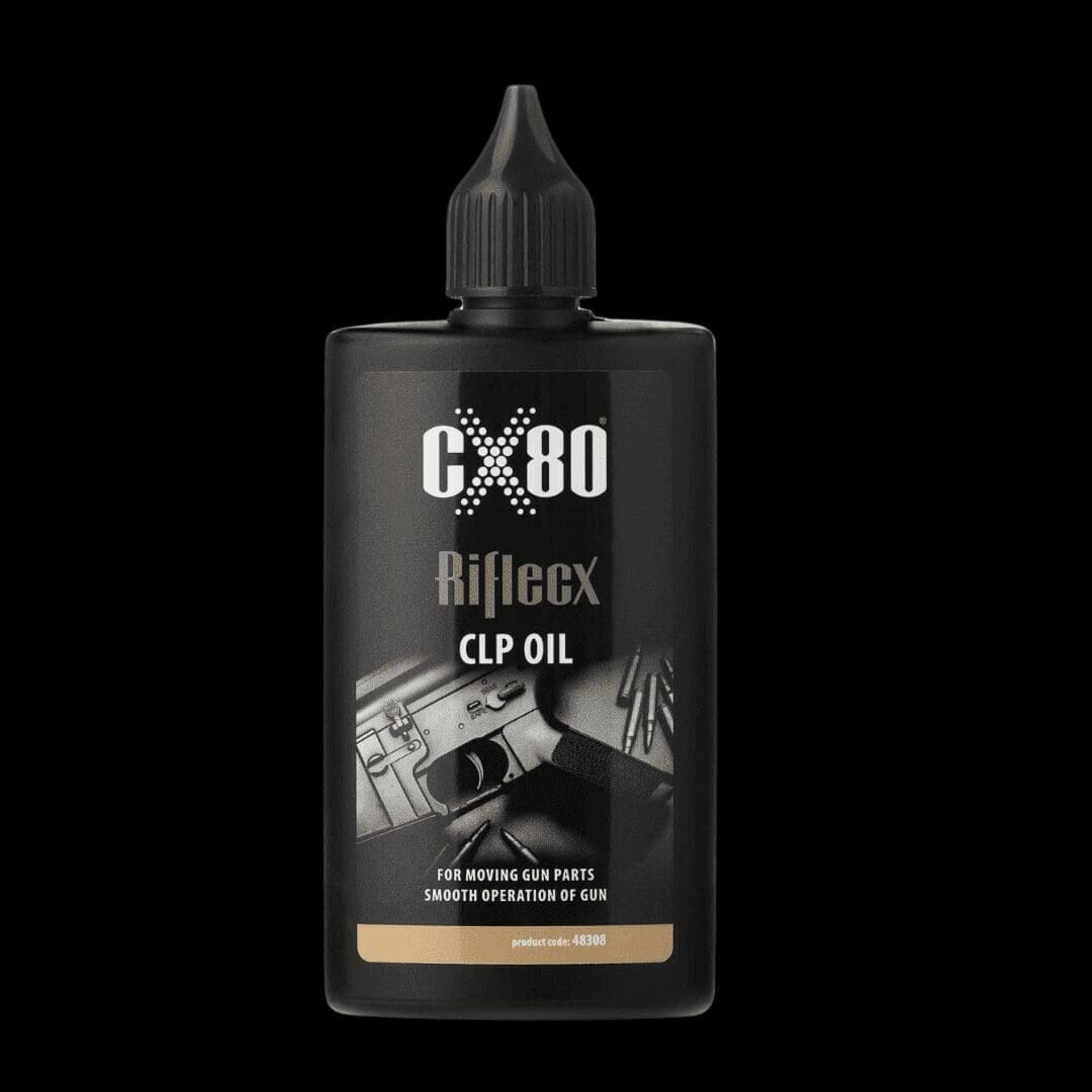 GX80 clip oil in a sleek black bottle
