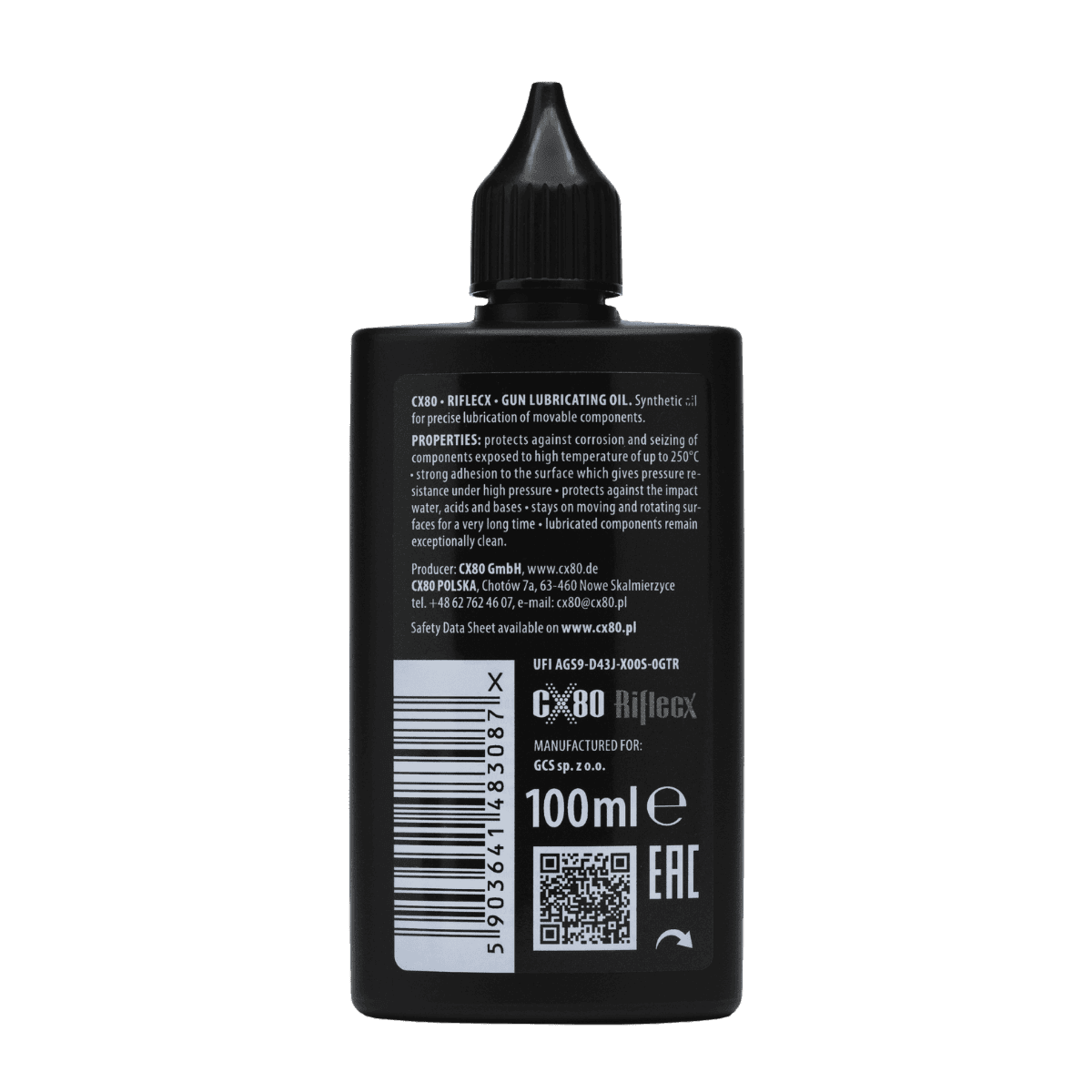 Gun lubricating oil in a black bottle.